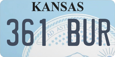 KS license plate 361BUR