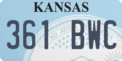 KS license plate 361BWC