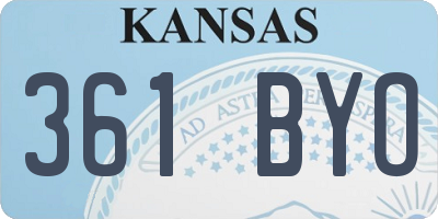 KS license plate 361BYO