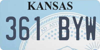 KS license plate 361BYW