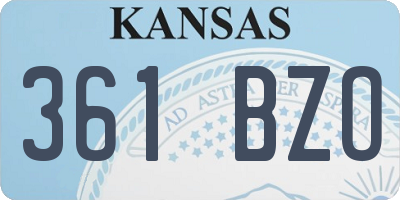 KS license plate 361BZO