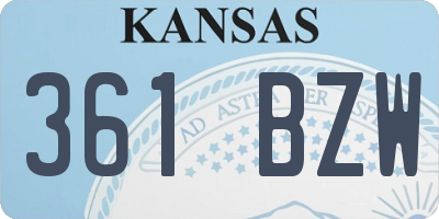 KS license plate 361BZW