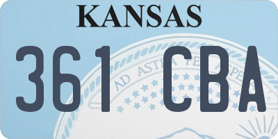 KS license plate 361CBA