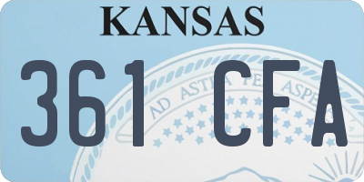 KS license plate 361CFA