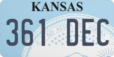KS license plate 361DEC