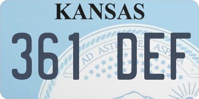 KS license plate 361DEF