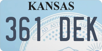 KS license plate 361DEK