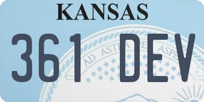 KS license plate 361DEV