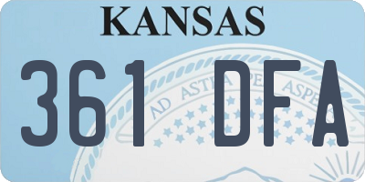 KS license plate 361DFA