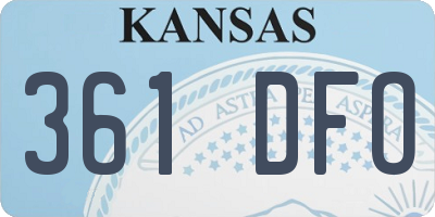 KS license plate 361DFO