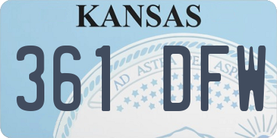 KS license plate 361DFW