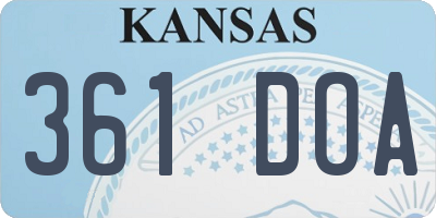 KS license plate 361DOA