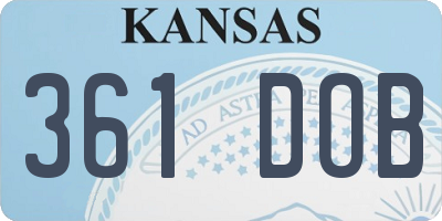KS license plate 361DOB