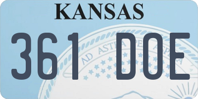 KS license plate 361DOE