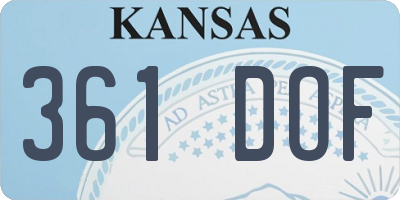 KS license plate 361DOF