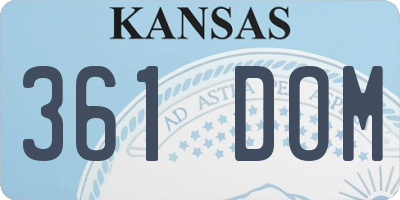 KS license plate 361DOM