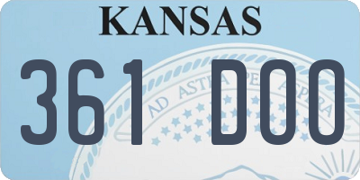 KS license plate 361DOO