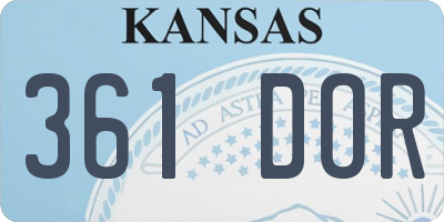 KS license plate 361DOR
