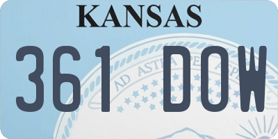 KS license plate 361DOW