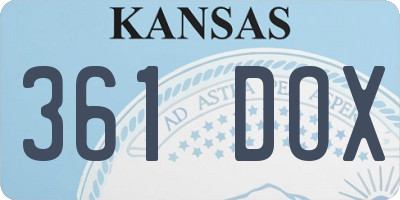 KS license plate 361DOX