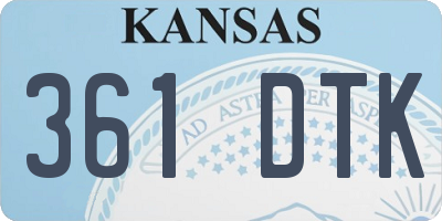 KS license plate 361DTK