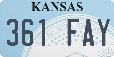 KS license plate 361FAY