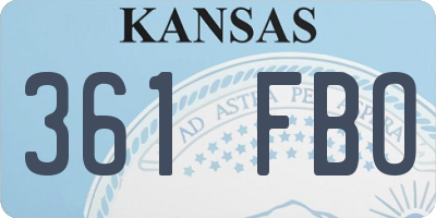 KS license plate 361FBO