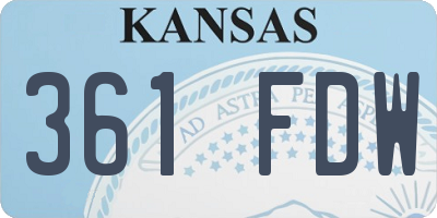 KS license plate 361FDW