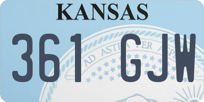 KS license plate 361GJW