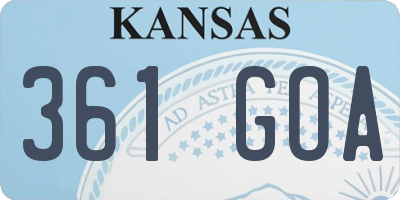 KS license plate 361GOA