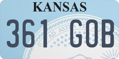 KS license plate 361GOB
