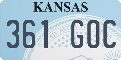KS license plate 361GOC