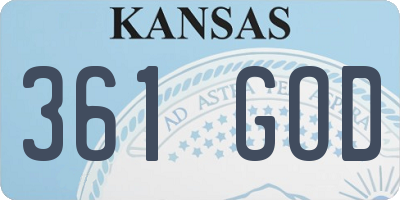 KS license plate 361GOD