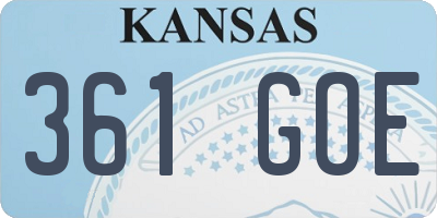 KS license plate 361GOE