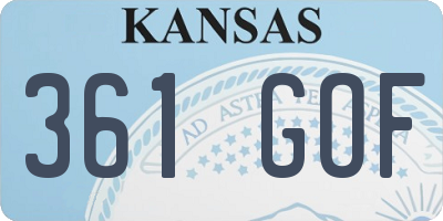 KS license plate 361GOF