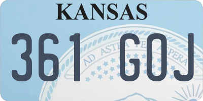 KS license plate 361GOJ