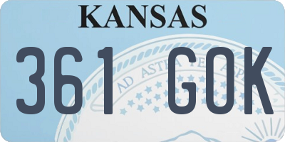 KS license plate 361GOK