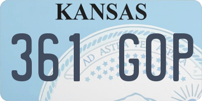 KS license plate 361GOP