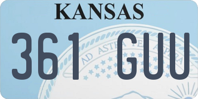 KS license plate 361GUU