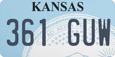 KS license plate 361GUW