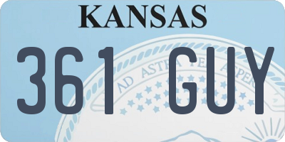 KS license plate 361GUY