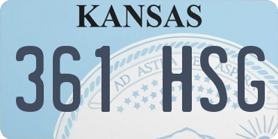 KS license plate 361HSG