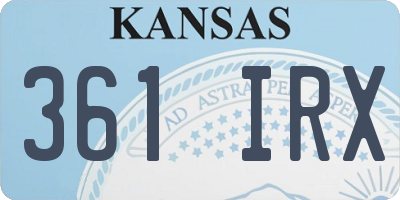 KS license plate 361IRX