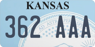 KS license plate 362AAA