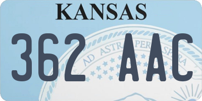 KS license plate 362AAC
