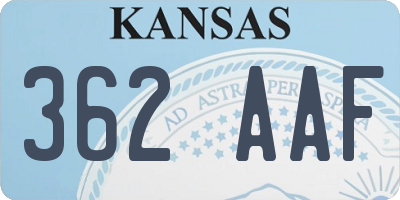 KS license plate 362AAF