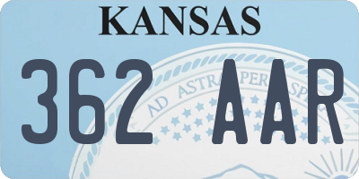 KS license plate 362AAR