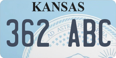 KS license plate 362ABC