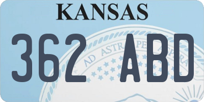KS license plate 362ABD
