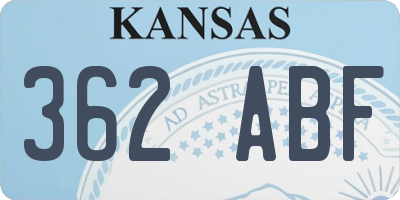 KS license plate 362ABF